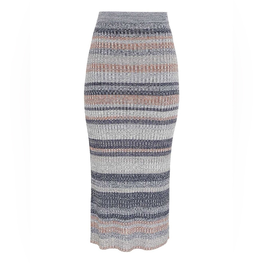 Zimmerman Wonderland Melange Knit‎ Midi Skirt Size 1 US Size 2 Sz 4 Denim Stripe